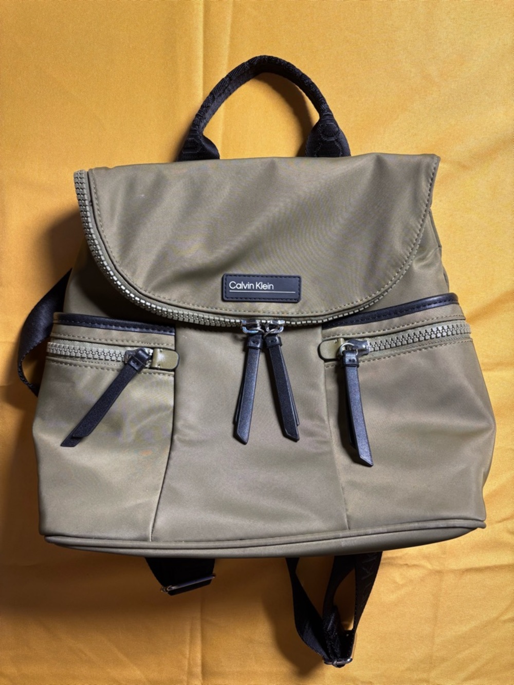 Calvin Klein Olive and Black Backpack